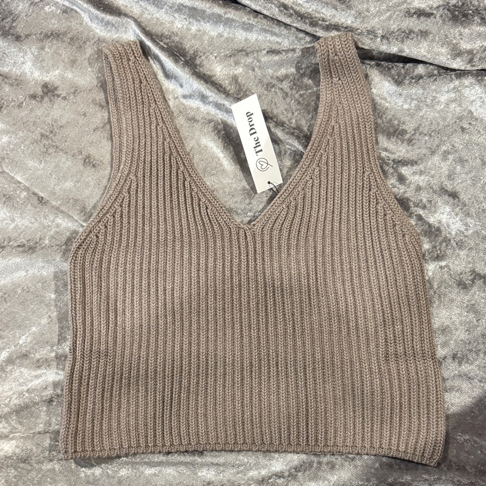 Brown Knitted Crop Tank